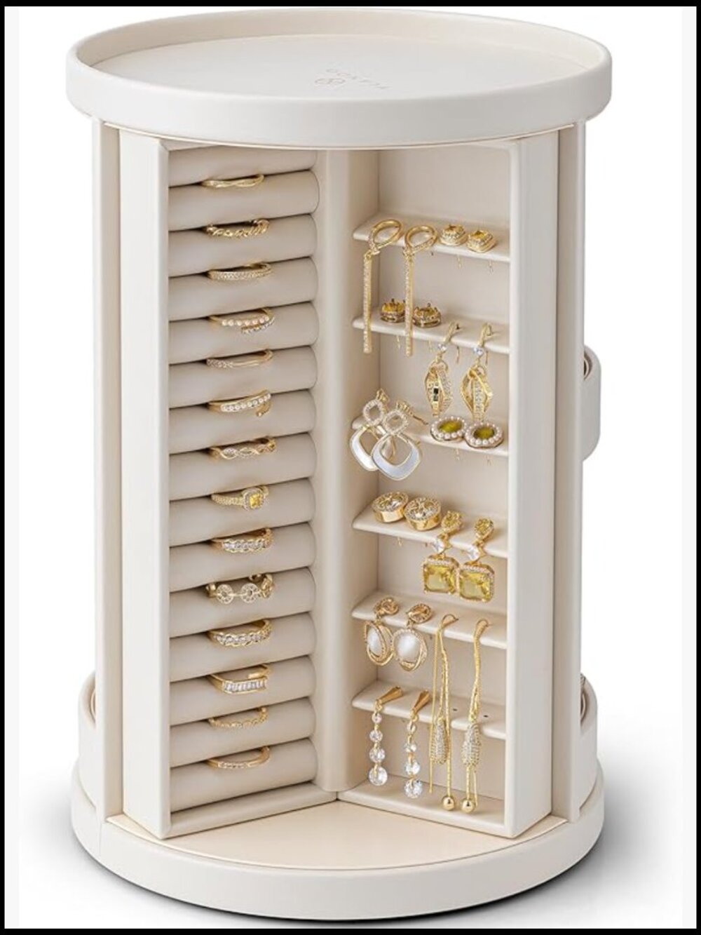 Rotating Jewelry Organizer Modern Elegant Display Storage With Drawers